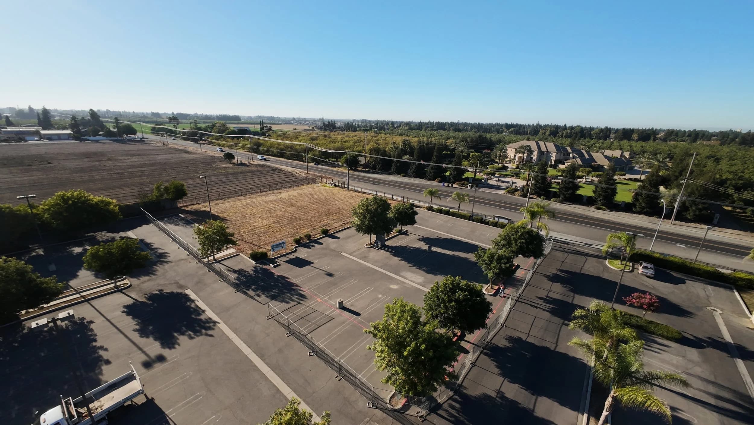 Aerial overview of the Mar Addai Church site before demolition of the parking lot